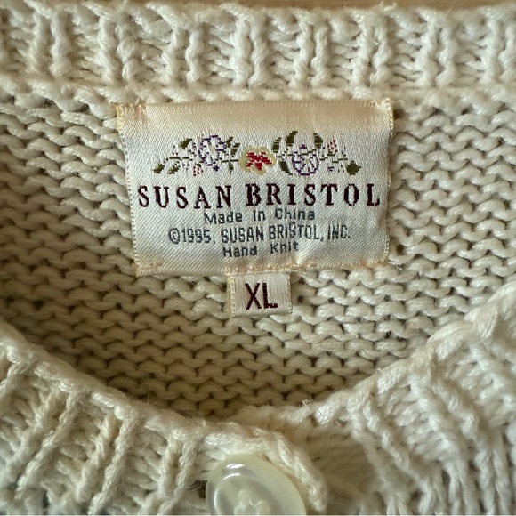 Vintage 1995 Susan Bristol Bunny Duck Cottagecore Knit Cardigan M/L - Picture 4 of 6